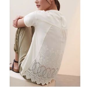 Anthropologie Tiny Embroidered Eyelet Top